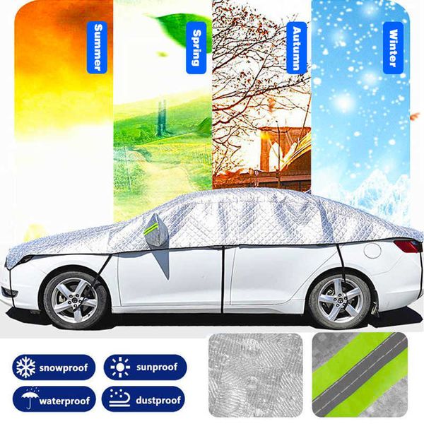 Coperture Universal Half Cover Outdoor Indoor Car Hatchback Berlina SUV per tutte le stagioni Impermeabile antipolvere Protezione UV SnowproofHKD230628