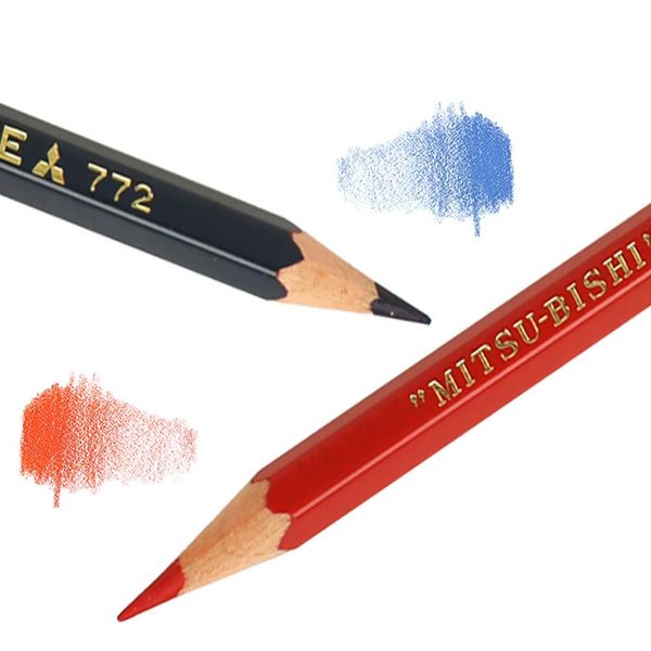 Маркеры, импортированные из Японии, карандаш Uni 772, двухцветная шестиугольная ручка с двойной головкой, красный и синий маркер, стираемые водонепроницаемые канцелярские принадлежности