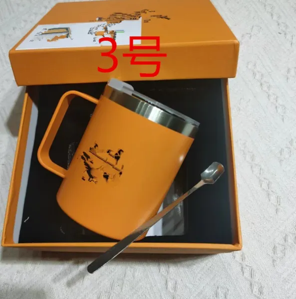 Quatily Fashion Semplice tazza da caffè in acciaio inossidabile Tazza da ufficio Tazza da caffè a portata di mano Tazza con manico in plastica con isolamento termico