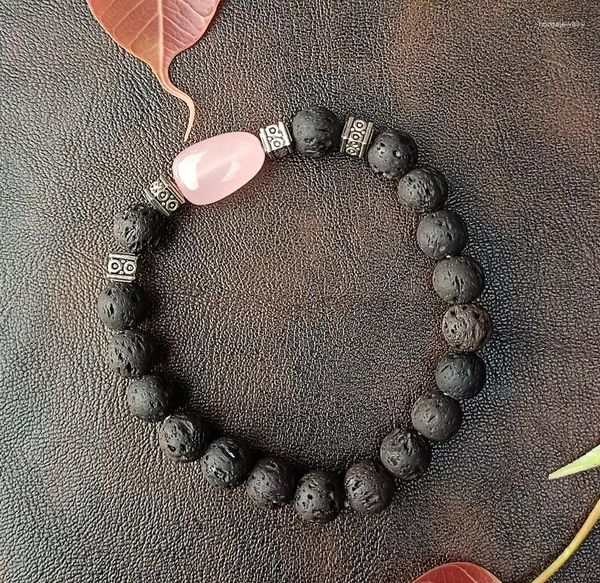 Strand Lava Rock Frisado Pulseira Unissex-Birthstone Bracelet-Healing Power Energy Meditation Anxiety Stress Relief Bracelet-Gift For Her