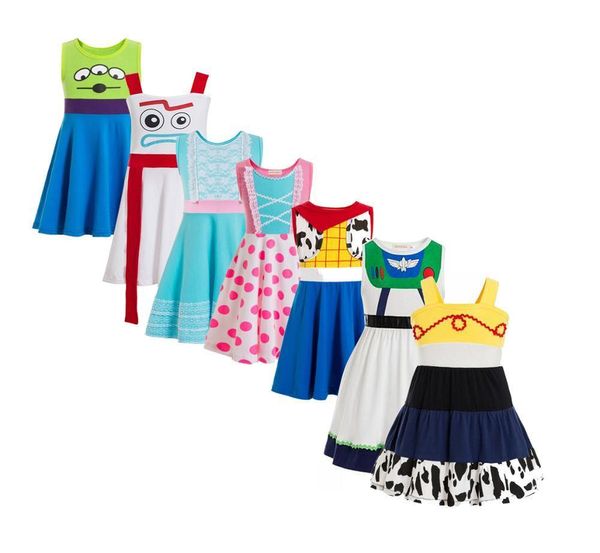 Abiti da ragazza Costume da Jessie Costume da bambino Buzz Cowgirl Jessie Tunica Abito da carro armato Abiti da bambino Bo peep Buzz Lightyear Alien Forky Dress Girls 230627