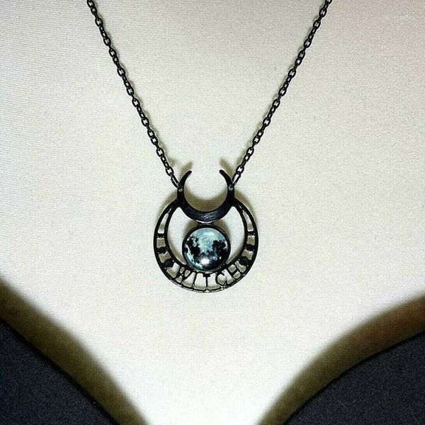 Anhänger Halsketten Gothic Crescent Charm Halskette Nacht für Frauen Mädchen Mode Hexe Schmuck Zubehör Geschenk Mystery Moon Choker