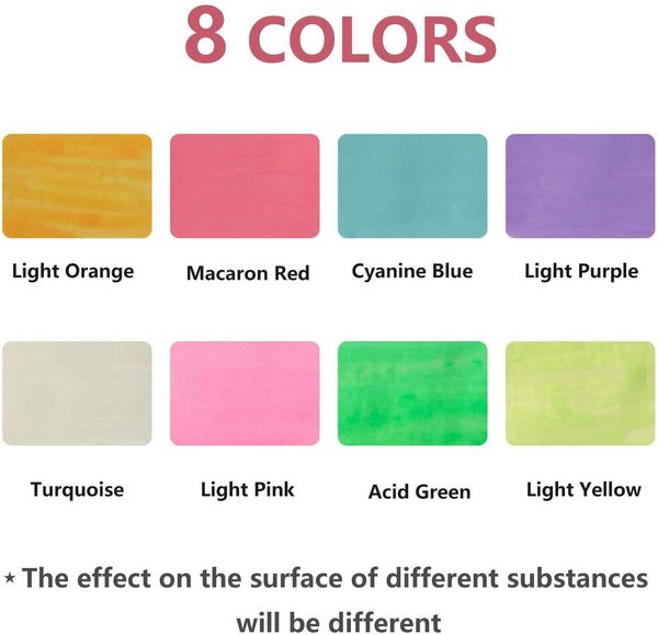 Pens 8 Renk Makarna Renk Sıvı Tebeşir İşaretçi Kalemi Seti Silinebilir Çok Renkli Çarşamba LED yazma tahtası Cam Pencere Sanat Marke