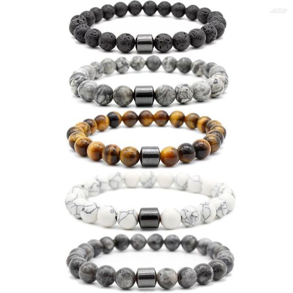 Braccialetto 20 Pz/lotto Nero Pietra Perline Paio Braccialetto Uomini Bracciali Per Le Donne Pulseras Moda Masculina Hombre Uomo Mens Gioielli