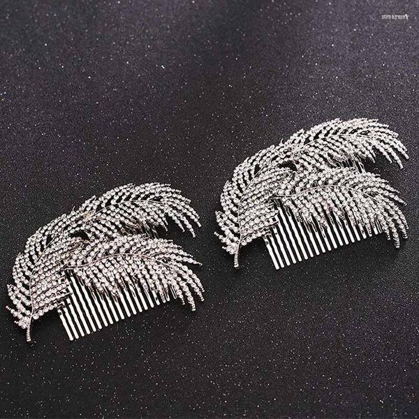 Pinces à cheveux GETNOIVAS 1pc couleur argent strass feuille peigne diadème De Noiva casque bijoux femmes accessoires De mariage SL