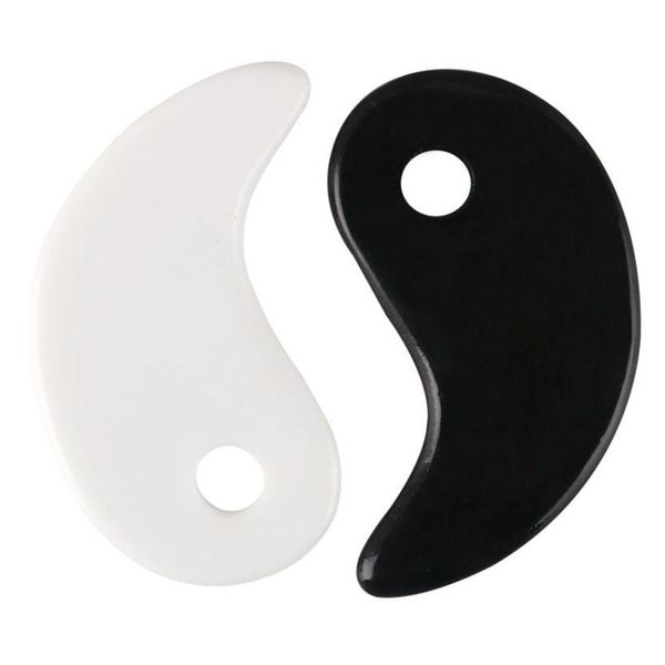 Камни для массажа Rocks White Black Gua Sha Mas Real Natural Jade Stone Tai Ji Shape For Scra Facial And Body Spa Lifting Blood Dhg3R