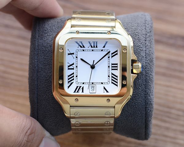 Classic Watch Mens Watch Luxury Designer 39,8 мм часы Mens Автоматическое движение стальные годовщины классические квадратные наручные часы нет коробки