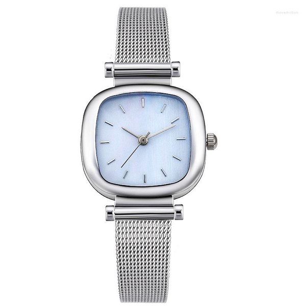 Relógios de pulso 100 pçs/lote Square Elegance Lady Mesh Watch Wrap Quartz Casual Cinto de Prata Pulso Para Mulheres Relógio Atacado