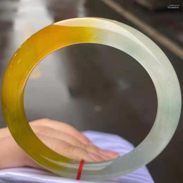 Pulseira de Jadeíta Certificada Feminina Jóias Finas Amarelo Branco Duas Cores Grau A Birmânia Jades Pulseira Para Namorada Mãe Presentes