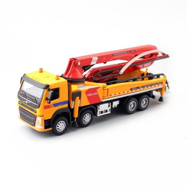 Diecast Model car 1/50 Scale Concrete Pump Truck Toy Car Diecast Vehicle Model Pull Back Sound Light EDUCATIONal Collection Gift For Kid 230627