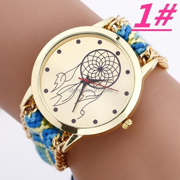 Orologi da polso 2023 Luxury Analog Fashion 100pcs / lot Fabric Band Weave Bohemia Women's Watch Lady's Gift Orologi all'ingrosso