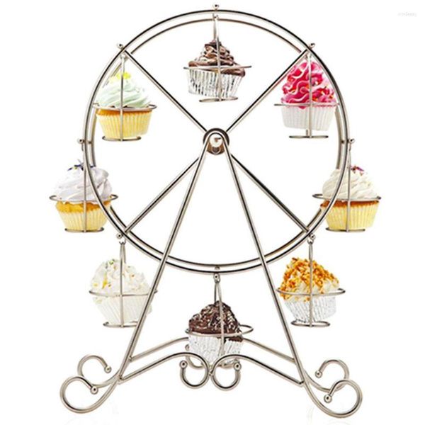 Backformen Werkzeuge 2023 Riesenrad 8 Tassen Kuchenständer Drehen Edelstahl Display Halter Hochzeit Party Geburtstag Backen Dessert Dekor