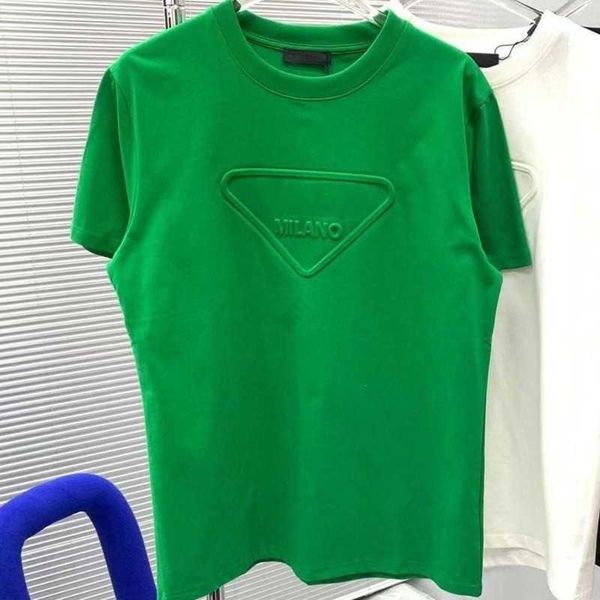 Летняя мужская футболка, хлопковая футболка с круглым вырезом, дизайнерская футболка для мужчин и женщин, классический топ с 3D тиснением и короткими рукавами, свободная футболка большого размера