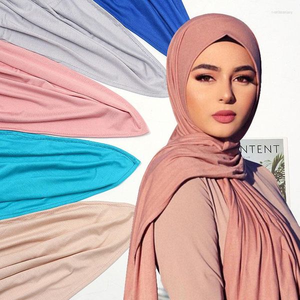 Sciarpe Hijab in jersey di cotone modale Sciarpe Musulmane Elastico Tinta unita Tinta unita Foulard Bandana tinta unita 170 80cm