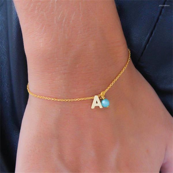 Link Pulseiras Femininas Jóias Nome Iniciais Coração Pingente Pulseira Letras Zircônia Amor Meninas Presentes A Primeira Letra Acessórios