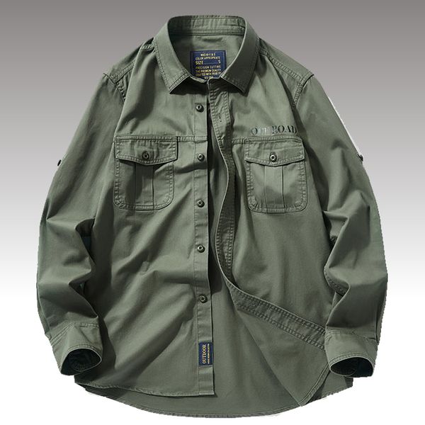 Camicie eleganti da uomo Primavera Escursionismo all'aperto Campeggio Manica lunga Cotone Autunno Chemise Homme Uniforme militare tattica M6XL 230628