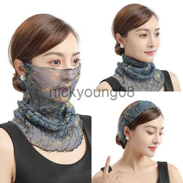 Bandanas Frühling Sommer Chiffon Halskragen Schal Frauen Kopf dünn Sonnencreme Vielfalt kleine Seide Anti-UV Schal Maske Multifunktionsschal x0628