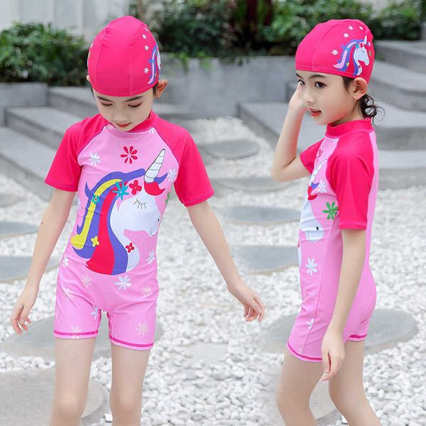 Купальники Girs Swimsuit 2021 New One-Piece Swimsuit 3-12 лет One Piece Купальники Unicorn Girls' Beach Swimwear One Piece 1093 HKD230628