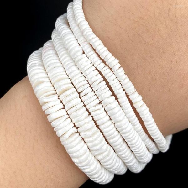 Perline 4/6/8mm Naturale Bianco Piatto Rotondo Perla Conchiglia Distanziatore Per Monili Che Fanno Fai Da Te Collana Bracciale Rondelle Accessori