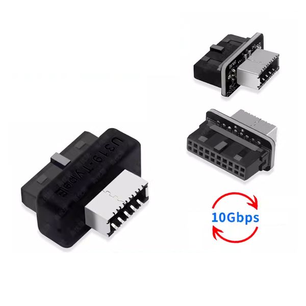 USB-Frontplatten-Adapter, vertikale USB-C-Header-Buchse, USB 3.0/3.1/3.2, 20-poliger Stecker auf Typ-E-Key-A-Buchse, Konverter für Typ-C-Motherboard