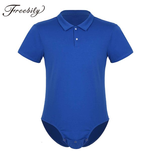 Costumi da bagno da uomo Tuta da uomo per adulti Catsuit Manica corta Colletto con risvolto Bottone a pressione Cavallo Camicia Body Tuta Pagliaccetto Pigiama Tuta 230627