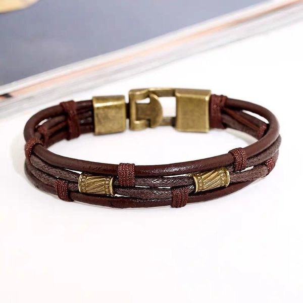 Charm-Armbänder, gewebtes Leder, Herren-Armband, europäische und amerikanische Trendprodukte, Charms, modischer Legierungs-Armreif, männlicher Schmuck