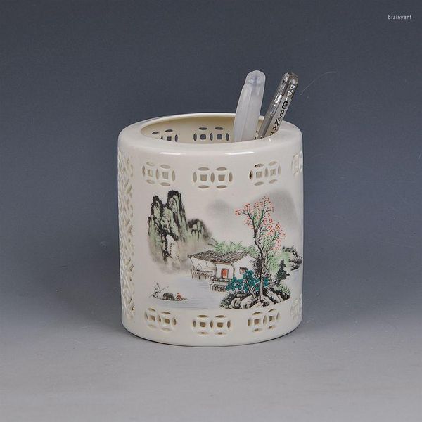 Vasen aus Jingdezhen-Keramikstift, groß, hochwertiges feines Porzellan, Kunsthandwerk, Ornamentstudie, ausgehöhlte elfenbeinfarbene Ornamente