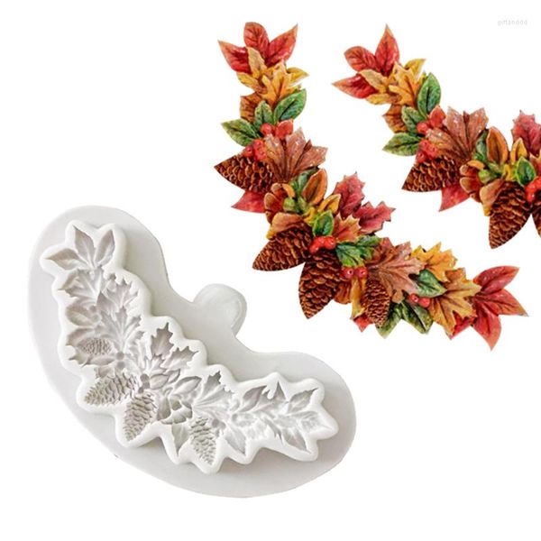 Backformen Blatt Laub Weihnachtsbaum Zirbelkegel Silikon Sugarcraft Form Harz Werkzeuge Cupcake Fondant Kuchen Dekorieren