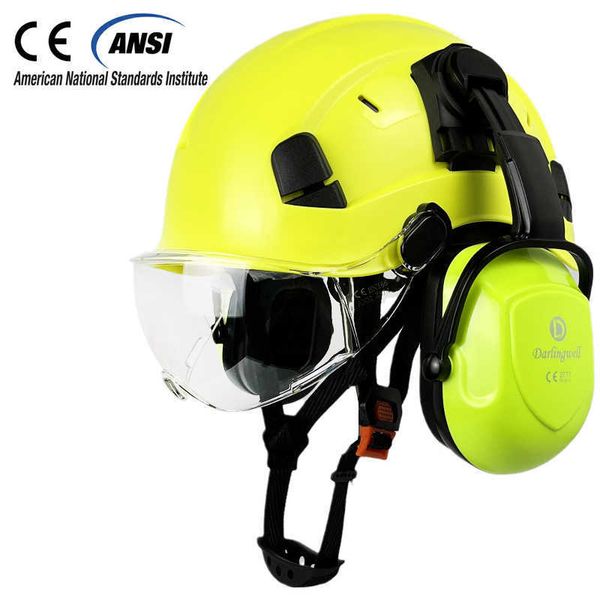 Тактические шлемы DARLINGWELL CE Строительный защитный шлем с очками для инженера Козырек с наушниками Рабочая шапка ABS Каска ANSI IndustrialHKD230628