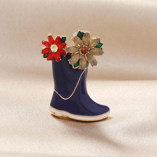 Broschen Morkopela Vintage Emaille Blume Regenshoes Broschen Broschen Kristall Gummi Stiefel und Stifte für Frauen Männer Schmuck