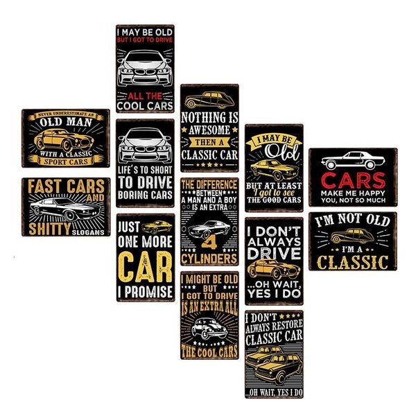 Decoração de festa Letreiros de metal de vida Placa de poster vintage de carro clássico Pub Bar Clube Garagem Placa decorativa de pintura de parede 20x30 cm 230628