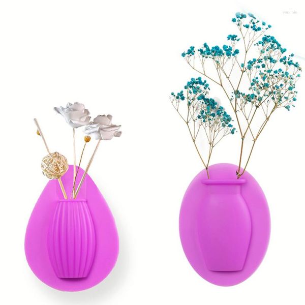 Vasi Wall Hanging Floret Bottle Contenitore per vasi in silicone Adesivo magico su vasi da fiori per piante in vetro Decorazioni per la casa appiccicose