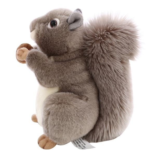 Plüschpuppen, 1 Stück, 20 cm, graues Eichhörnchen, gefülltes Plüschtier, Eichhörnchenpuppen für Kinder, echtes Plüsch, lebensechte Simulationstier-Plüschpuppen, weich, 230627