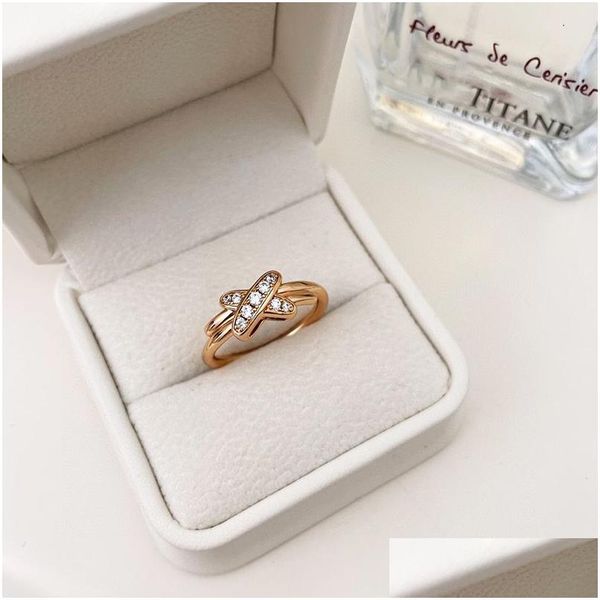 Cluster Rings Designer Ring For Women Classic Brand Fashion Trendy Rose Gold Diamond Couple Engagement Letter Gift Holiday Gift Jewelry P Dh3Zm