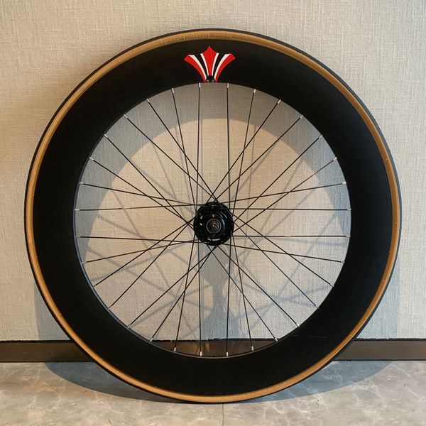 Ruote per bici Track Fixie Ruota per bici Flip-flop Rim Altezza 70mm Anteriore Posteriore Mozzo 32H Set di ruote per bicicletta a velocità singola Lega di alluminio con pneumatici 700C 230628