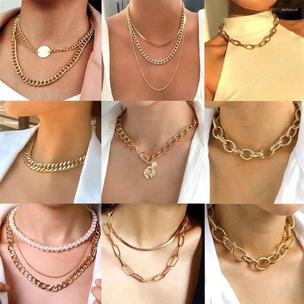 Collane con ciondolo DAXI 2023 Grande collana di moda per le donne Color oro Chunky Thick Lock Choker Chain Party Jewelry Gifts