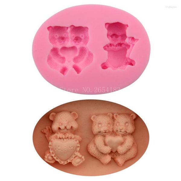 Pişirme Kalıpları Hayvan Teddy Bear Valentine Silikon Fondan Sabun 3D Kek Kalıbı Cupcake Jöle Şeker Şeker Dekorasyon Aracı FQ2204