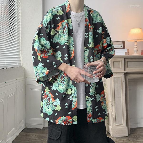 Erkek Casual Gömlek Yaz Büyük Boy Çin Tarzı Yarım Kollu Hırka Erkekler Ince Taocu Robe Cloak Moda Han Suit Coat Unisex Gömlek Tops