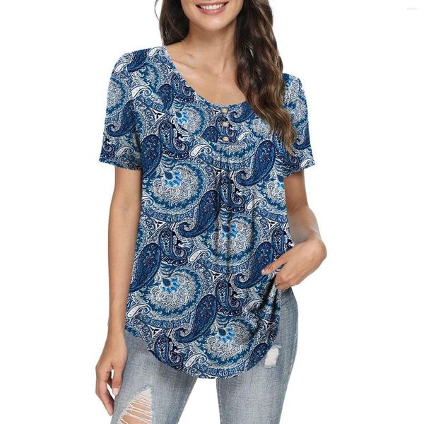 Camicette da donna Big Tall Top Camicie a maniche corte leopardate per donna Camicia button down da donna di grandi dimensioni con stampa floreale sul petto