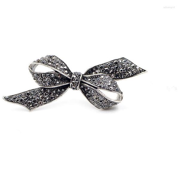 Broches Utei Jóias Elegante Cristal Preto Vintage Grande Laço Broche Incrível Feminino Acessórios de Vestuário Bowknot Cachecol Pin Para Festa