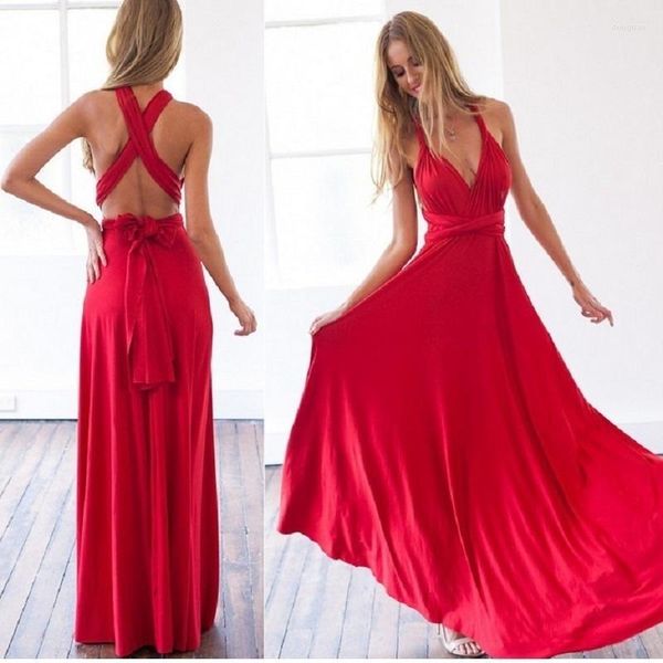 Vestidos casuais 2023 Vestido Multiway Wrap Conversível Boho Maxi Sexy Clube Feminino Vestido Bandage Vermelho Festa Dama de Honra Infinity D