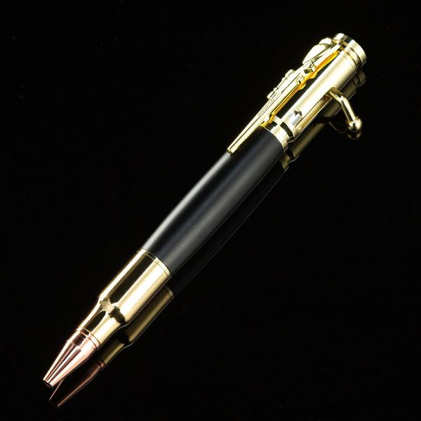 Pens Metal Pushtyp Kugelschreiber Retro schwerer Messing Stift Schwarzer Bolzen Imitation Gunkupfer Stift