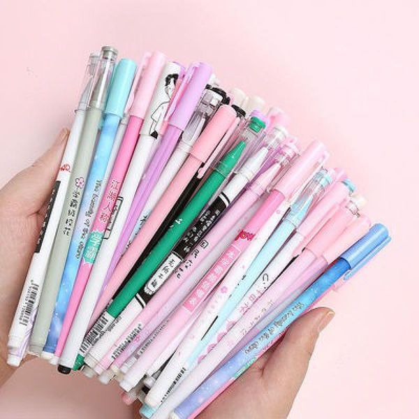 Stifte 20/40pcs Gel Stift niedliche Cartoon Großhandel Neutral Stift Schreibwerkzeug Büro Stapeln studentische Schüler Signature Weihnachtsgeschenk