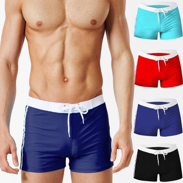 Cuecas masculinas roupas de banho de praia patchwork calças de natação para poliéster sexy maiô moda cuecas cuecas W329