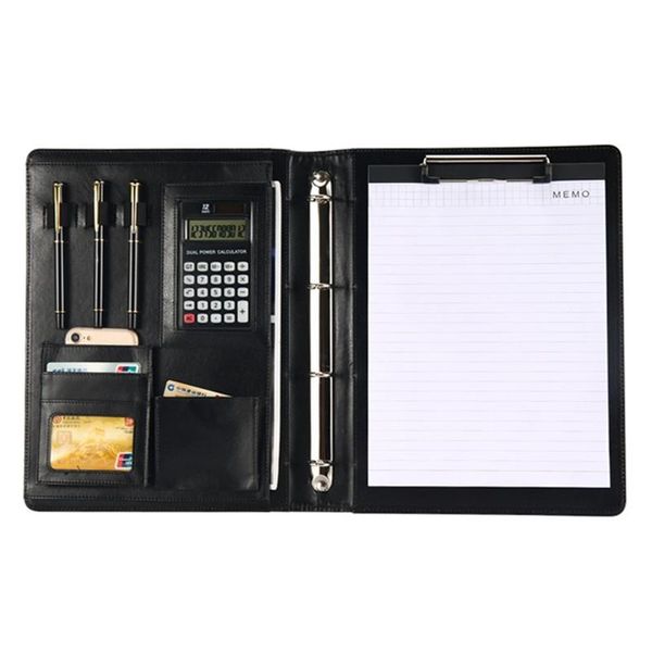 Cartella multifunzione A4 cartella per documenti file in pelle PU Calculatore Binder Business Pads Manager Portfolio Office Forniture