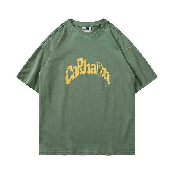 Moda masculina e feminina, t-shirt ferramental marca carhart nova primavera/verão 2023 marca carta impressa mesma gola redonda manga curta classe desgaste 0wqb 365q