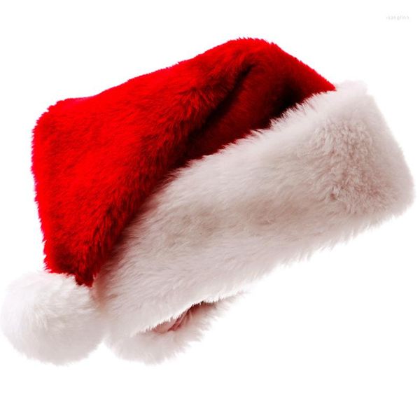 Decorações de Natal Chapéu Clássico Adulto Crianças Grosso Quente Papai Noel Vermelho Branco Gorro Boné Chapéus Enfeites Decorativos Festa Presente de Natal