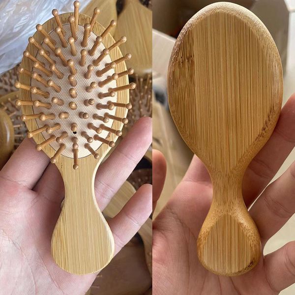 Spazzole per capelli in bambù Cuscino d'aria Pettine a paletta Districante Spazzola per capelli in legno Mini formato da viaggio Massaggio del cuoio capelluto per donna Uomo Tutti i capelli Ricci Capelli bagnati e asciutti