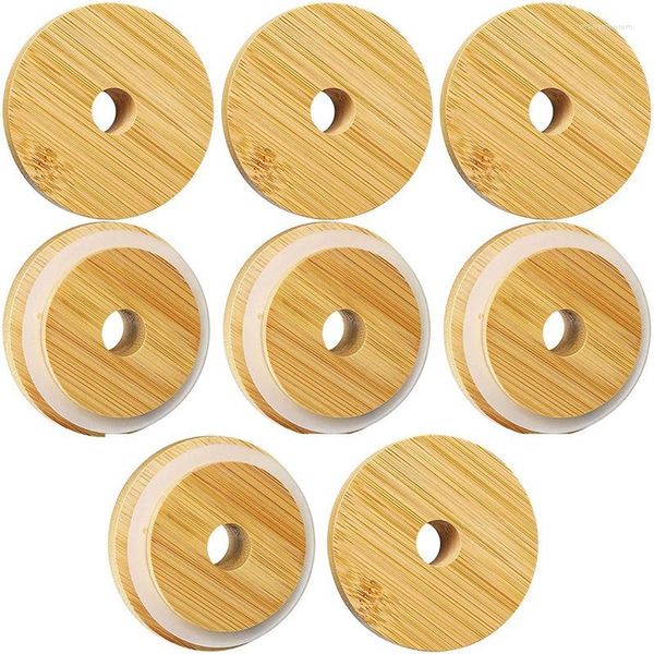 Ciotole 8 PCS Can Bowl Cover Per Birra Barattolo Di Bambù Bocca Regolare 70 Mm Con Bicchiere Con Foro Di Cannuccia