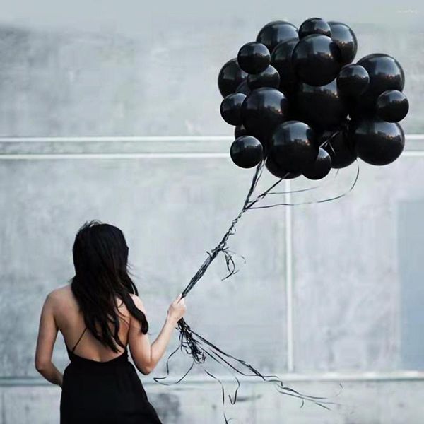 Decoração de festa 100 unidades Balões de látex estilo preto Decorações de casamento Chá de bebê fosco Hélio Globos Aniversário adulto